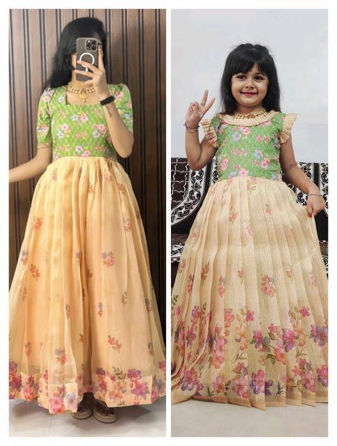 NEW LAUNCING mother daughter combo GOWN DOBI silk Kids clothing suppliers in Mumbai 
